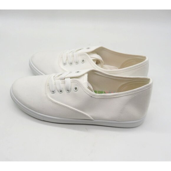 White Canvas Lace-Up Shoes Womens Size 8 Casual Sneakers Lightweight New - Picture 4 of 8